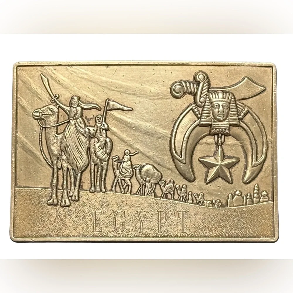 Vintage Harry Klitzner Masonic Masons Brass Shriners Belt Buckle 3